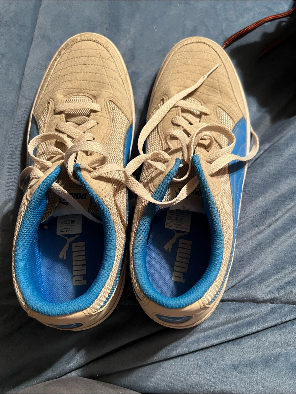 Puma Men’s Beige Sneakers with Blue Accents